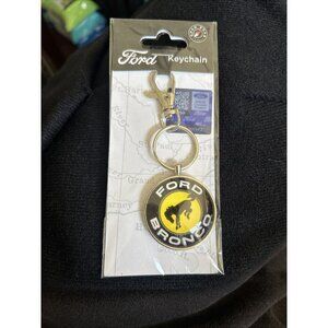 Ford Bronco Black & Yellow Shaped Key Chain Ring Logo Official Licensed new
